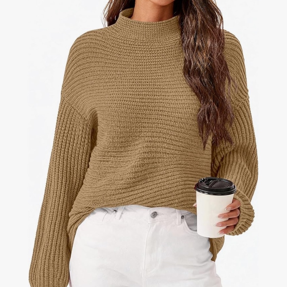 Cozy Tan Turtleneck Sweater for Women